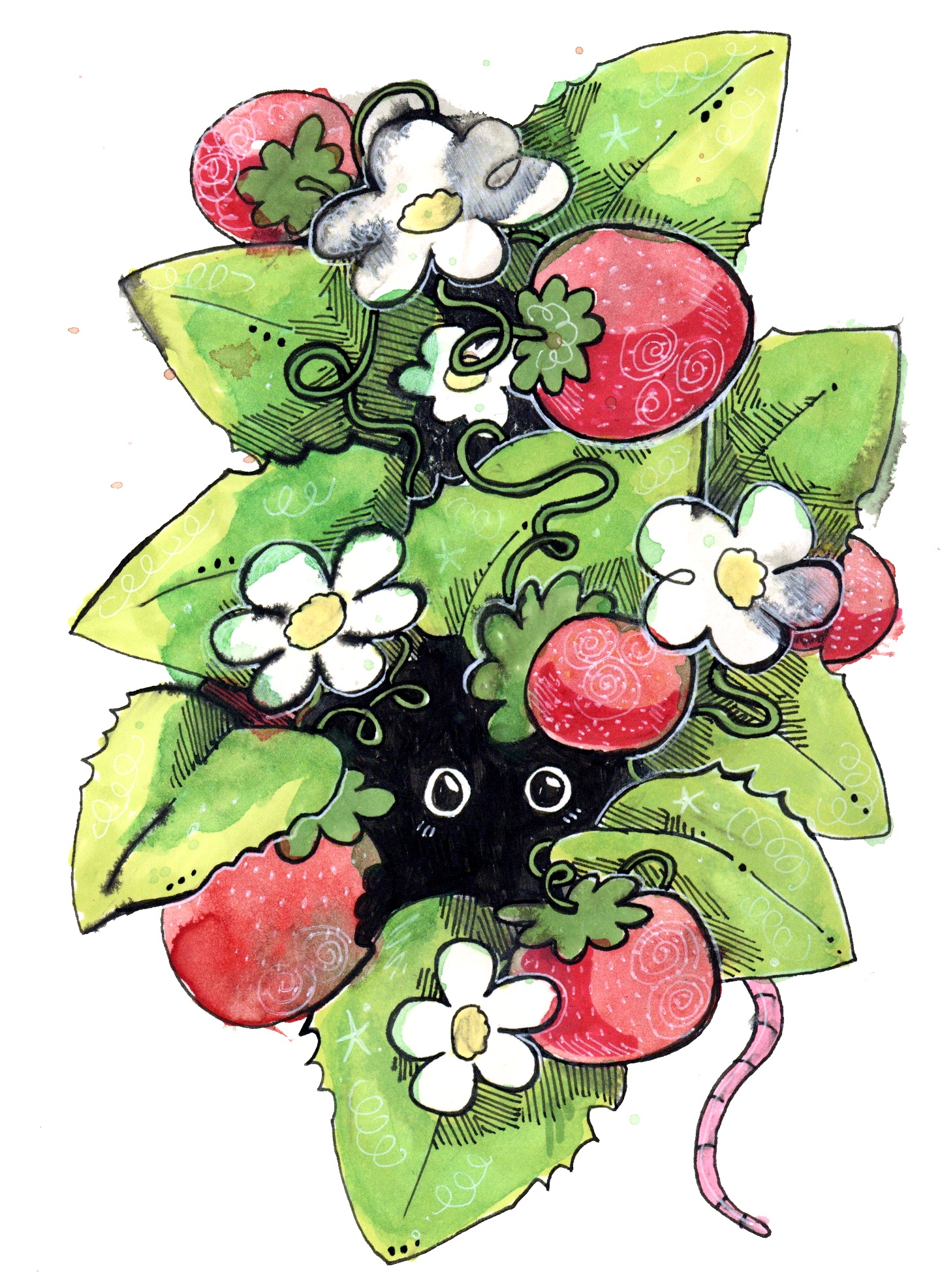strawberry mouse — illustration by Maya Babeanu